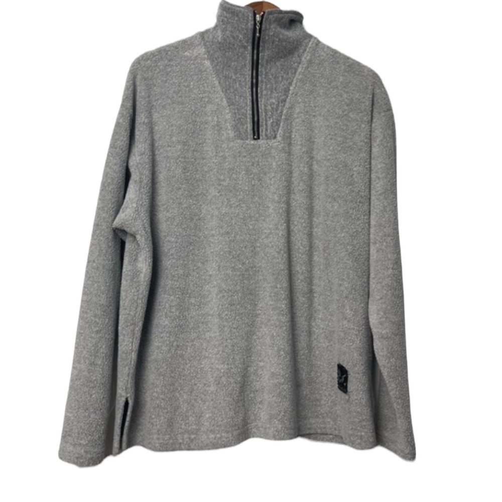Surf Style Gray Terry Half Zip Up Sweater